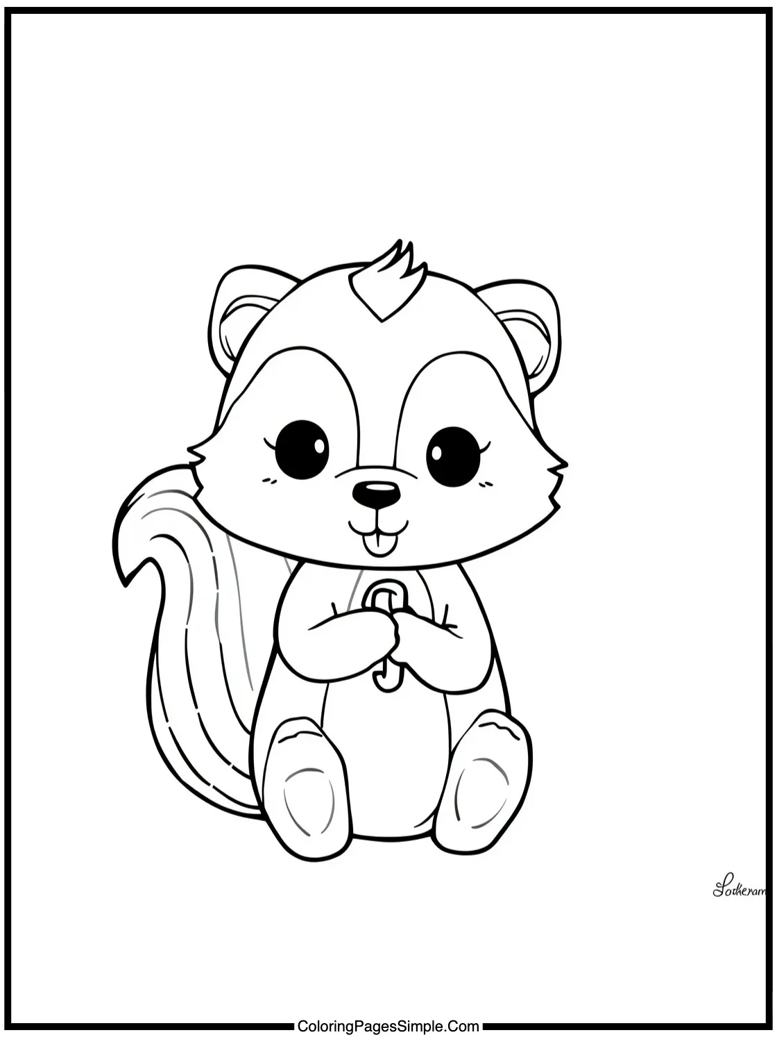 Little Skunk holding a little umbrella.