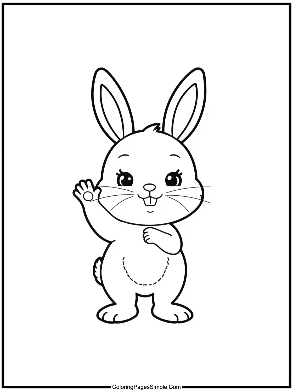 Little bunny waving a cheerful hello.