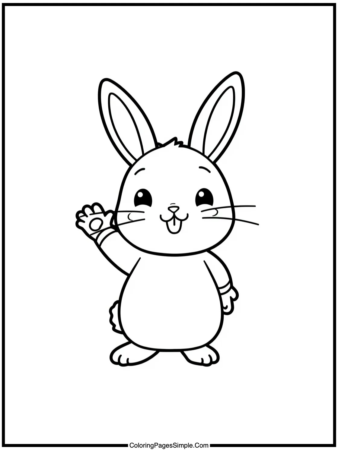 Little bunny waving a cheerful hello.