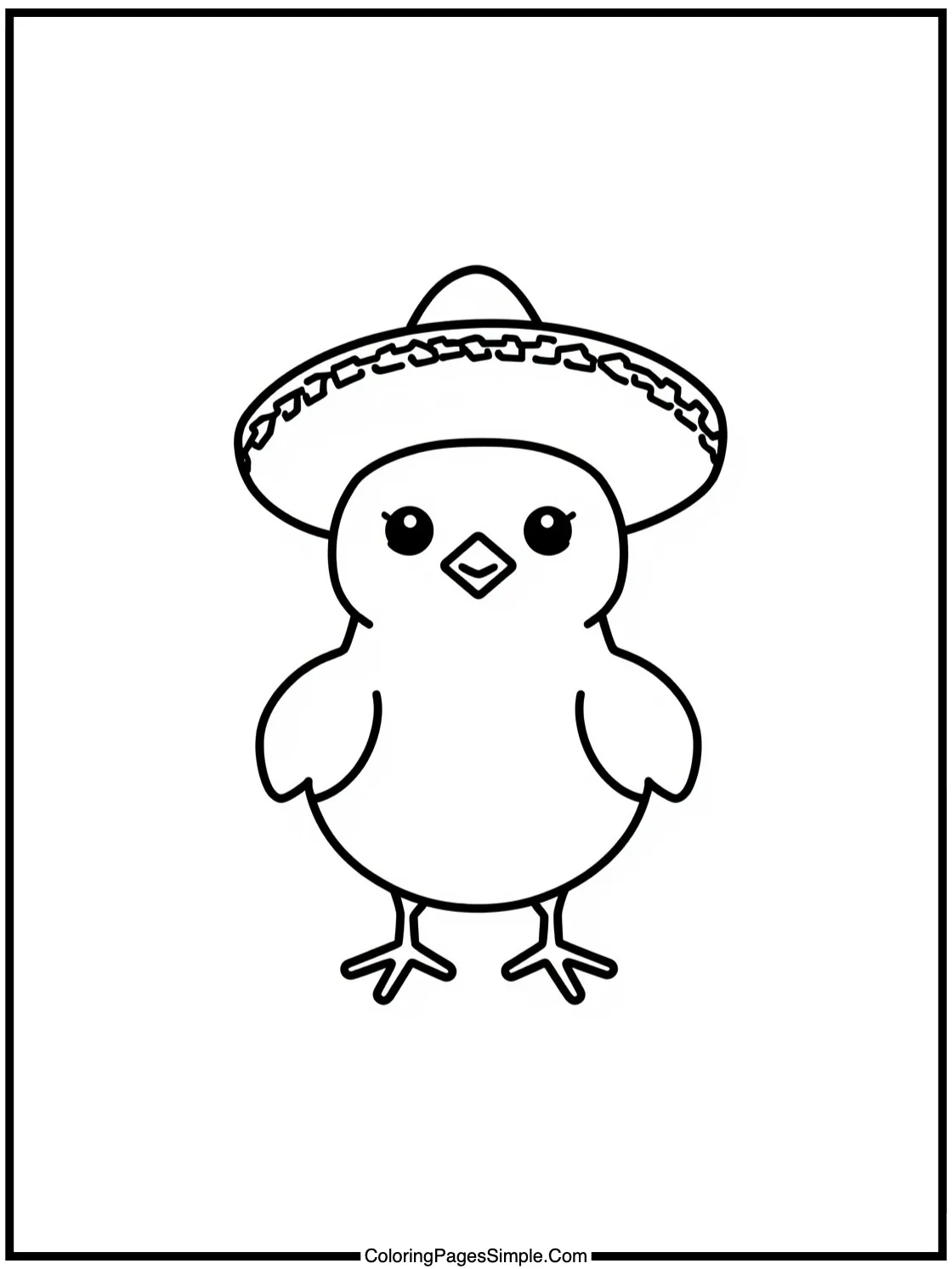 Little chick wearing a tiny sombrero.