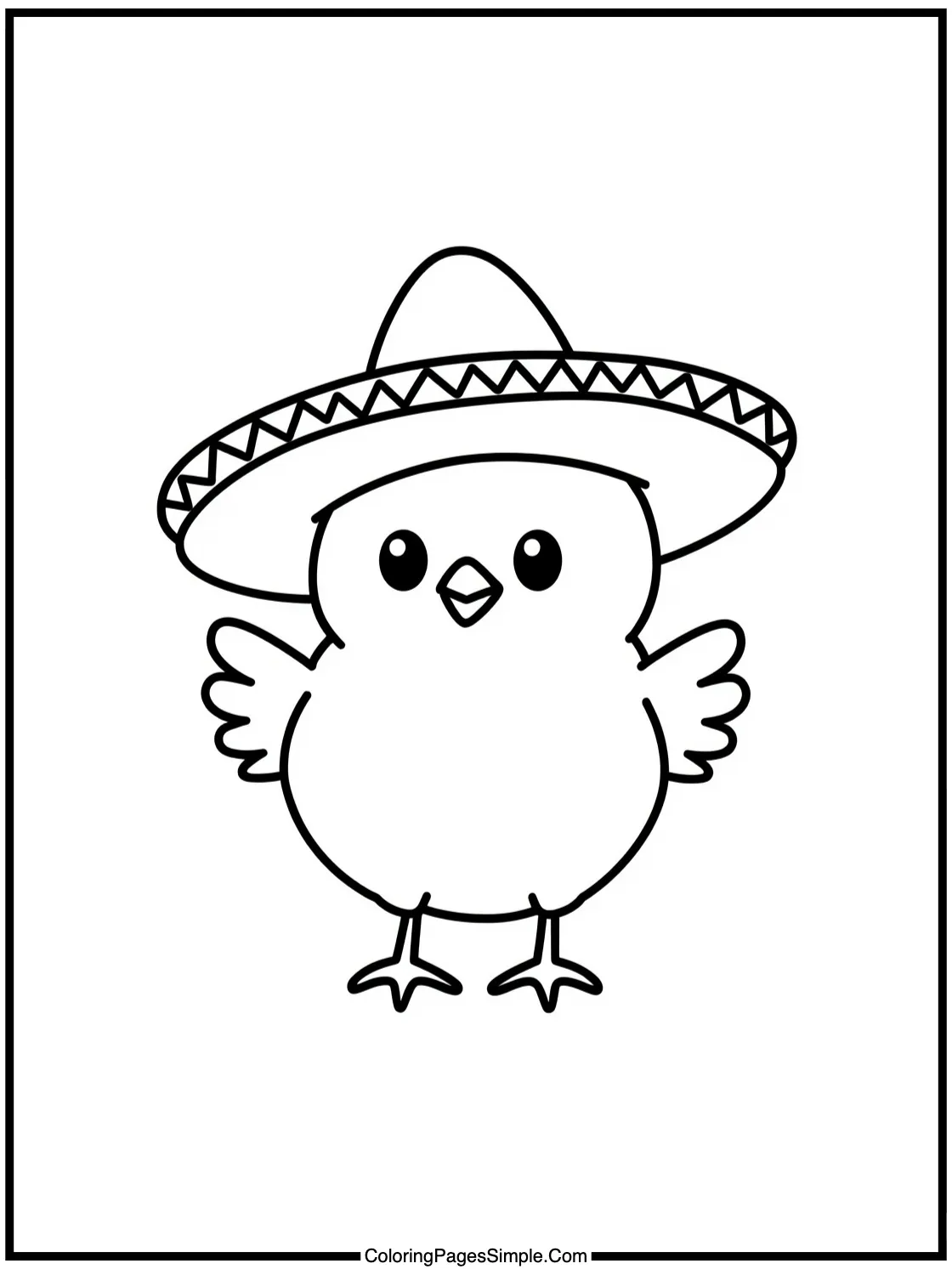 Little chick wearing a tiny sombrero.