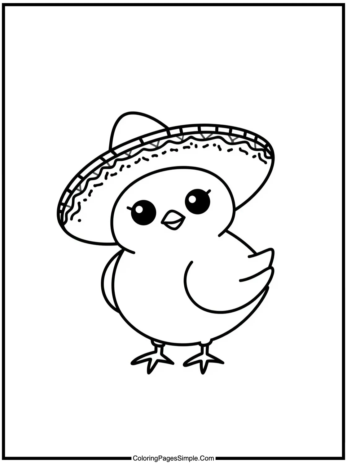 Little chick wearing a tiny sombrero.