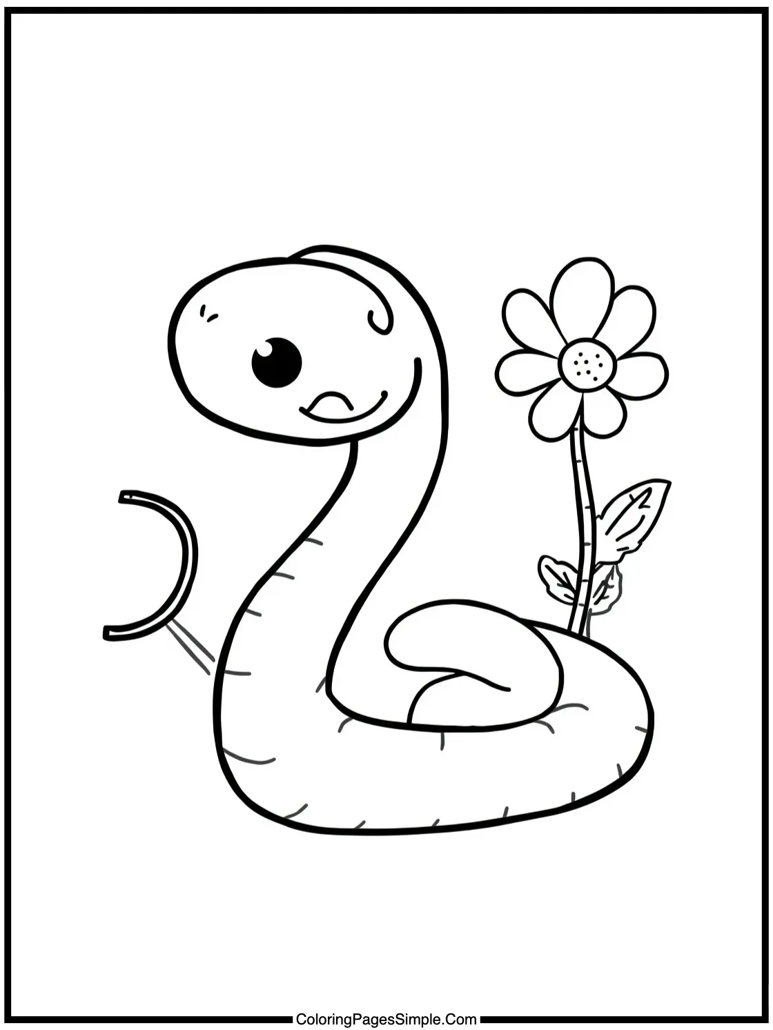 Little snake coiled around a flower.