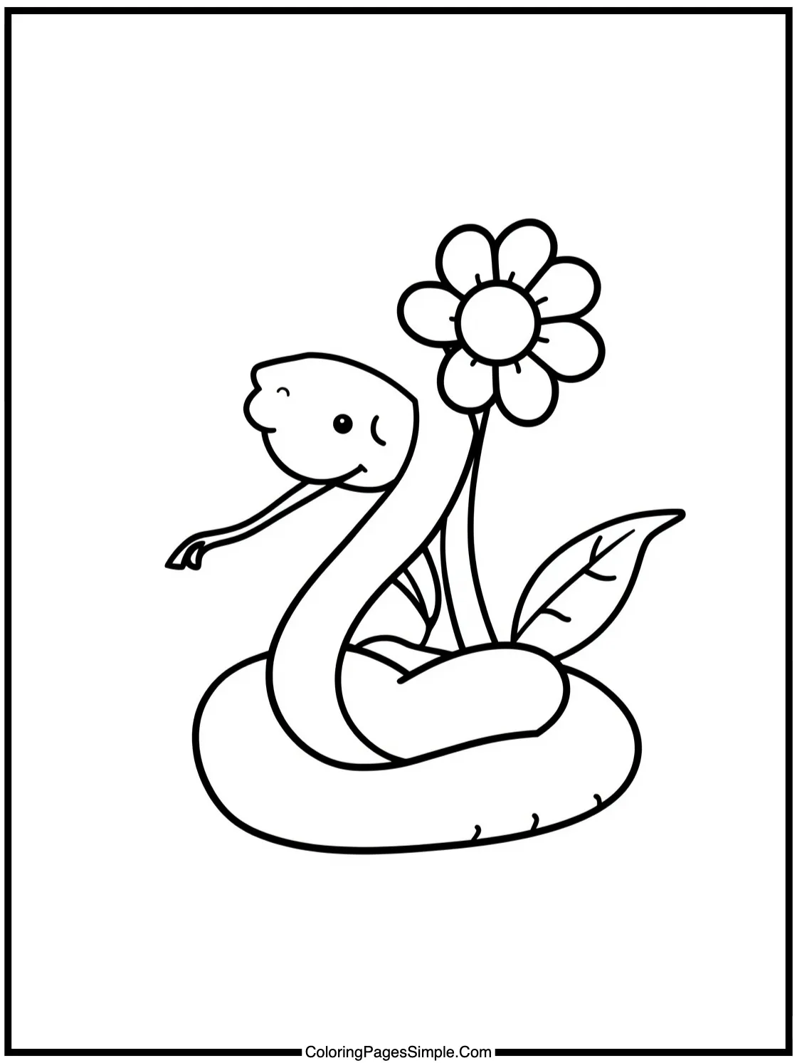 Little snake coiled around a flower.
