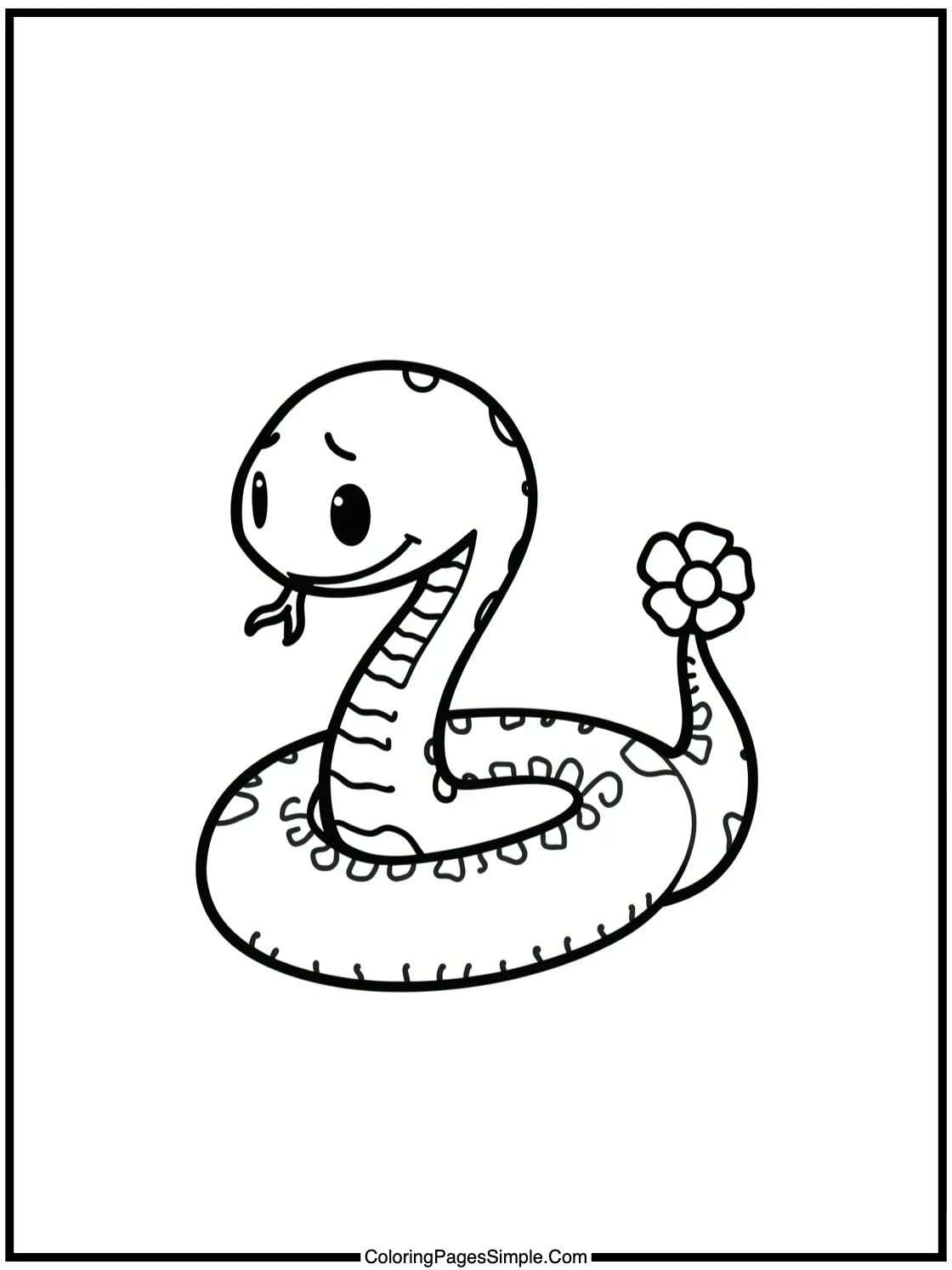 Little snake coiled around a flower.