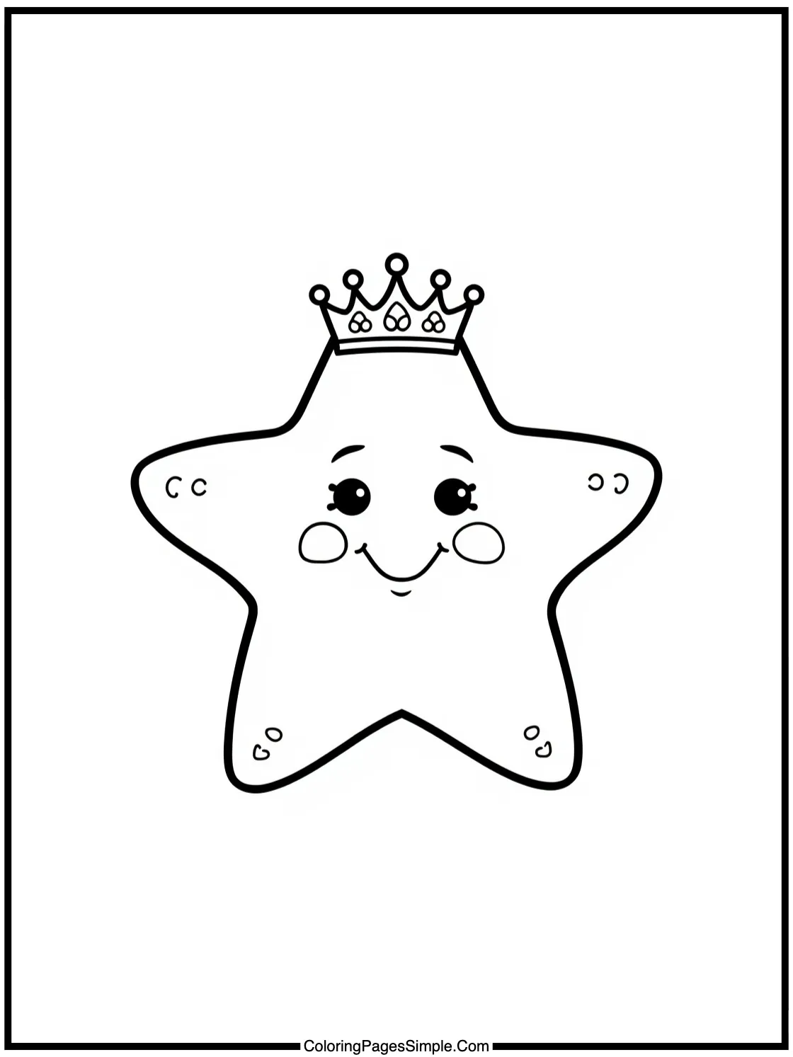 Little starfish wearing a crown smiling.