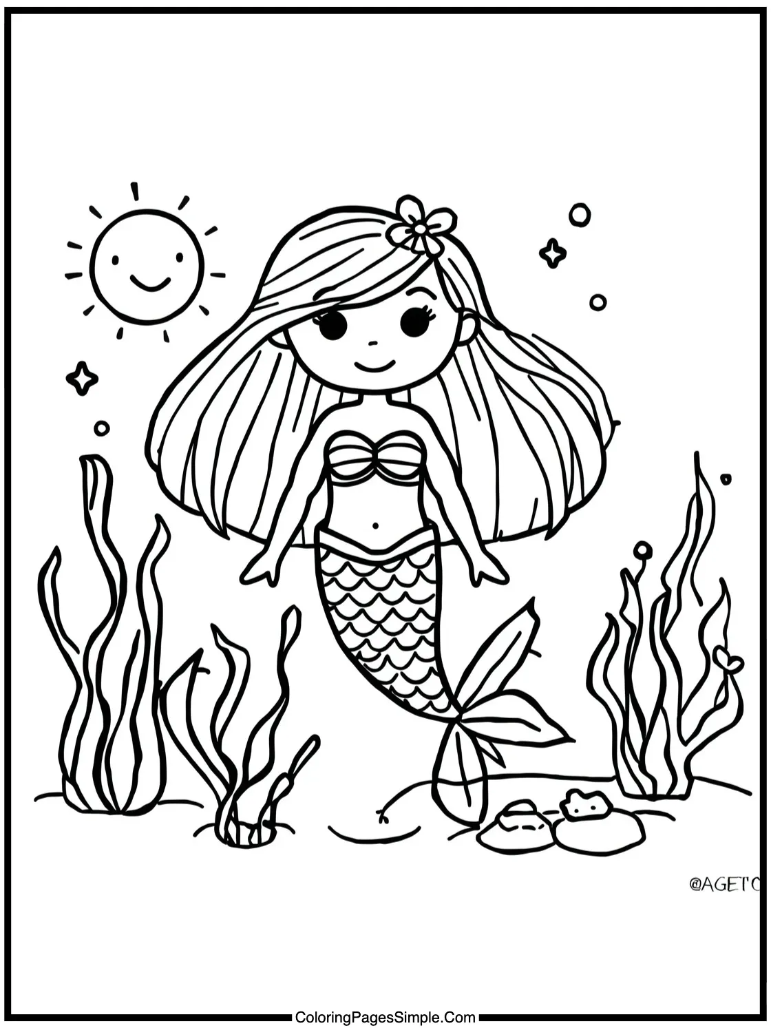 Mermaid Coloring Page drawing in sand