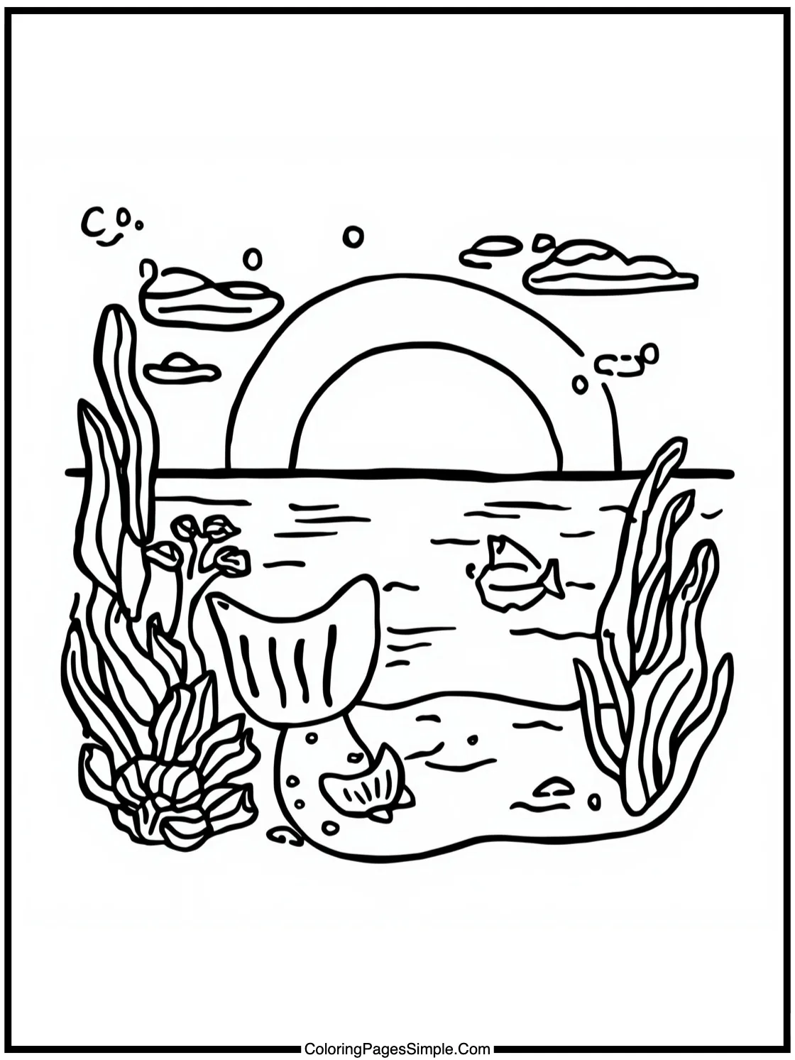 Mermaid Coloring Page watching a sunset