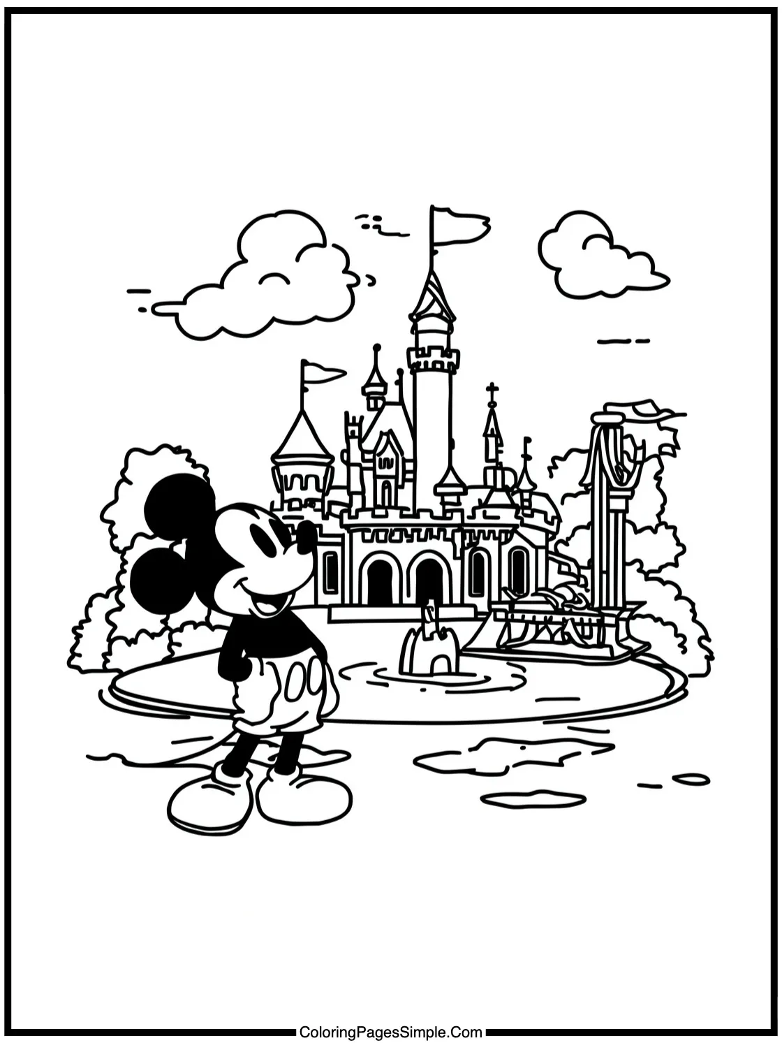 Mickey Mouse Coloring Page at the park