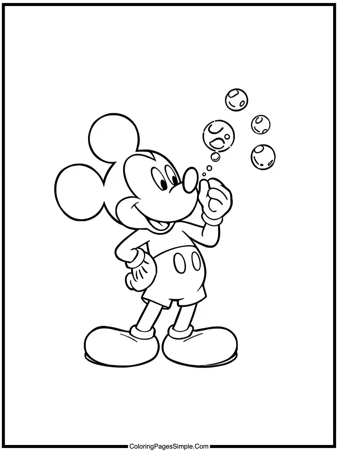 Mickey Mouse Coloring Page blowing bubbles
