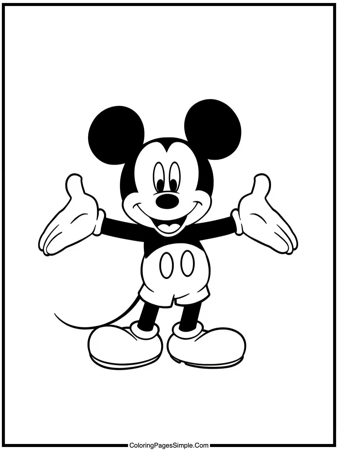 Mickey Mouse Coloring Page making new friends
