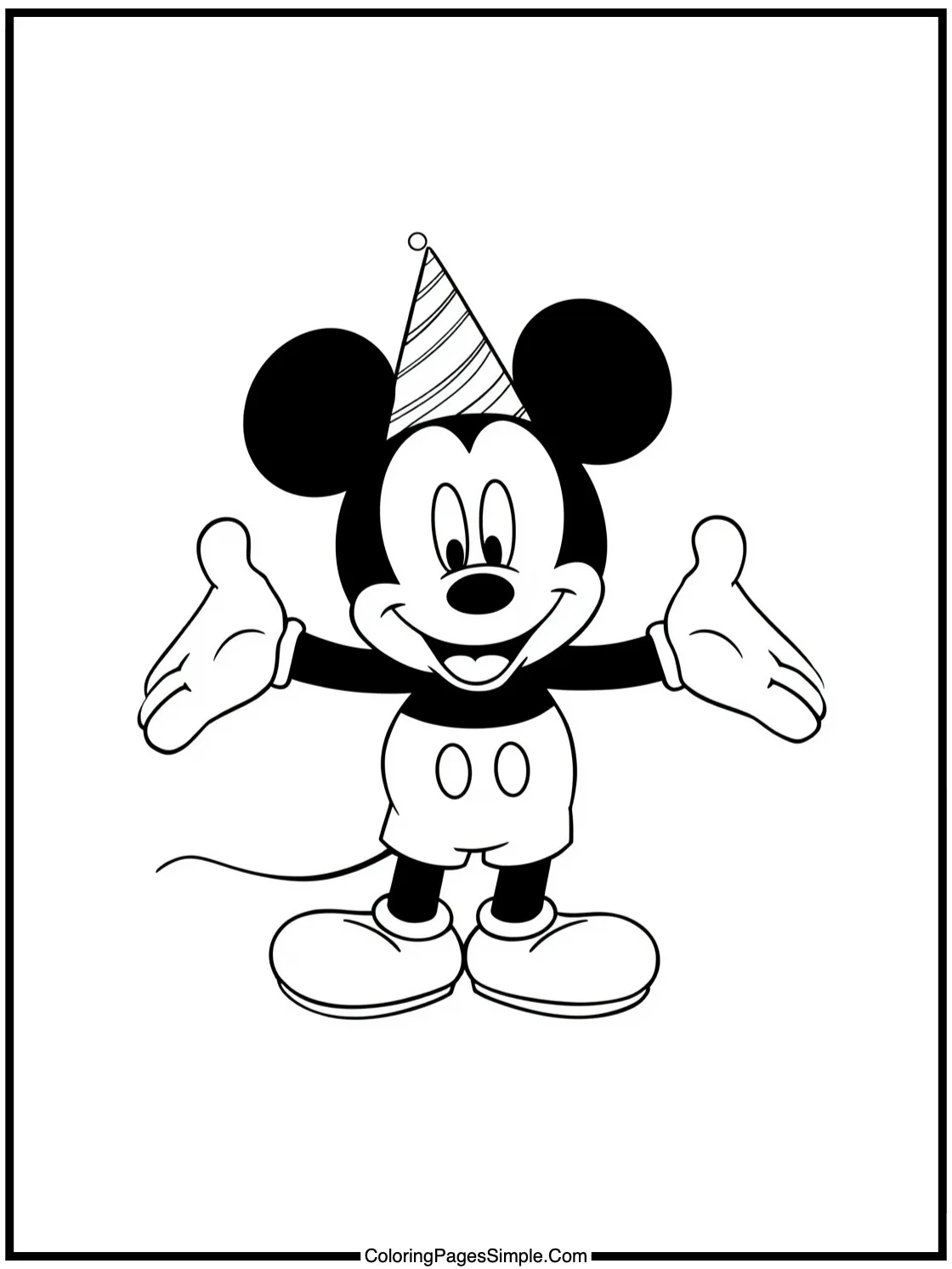 Mickey Mouse Coloring Page having a party