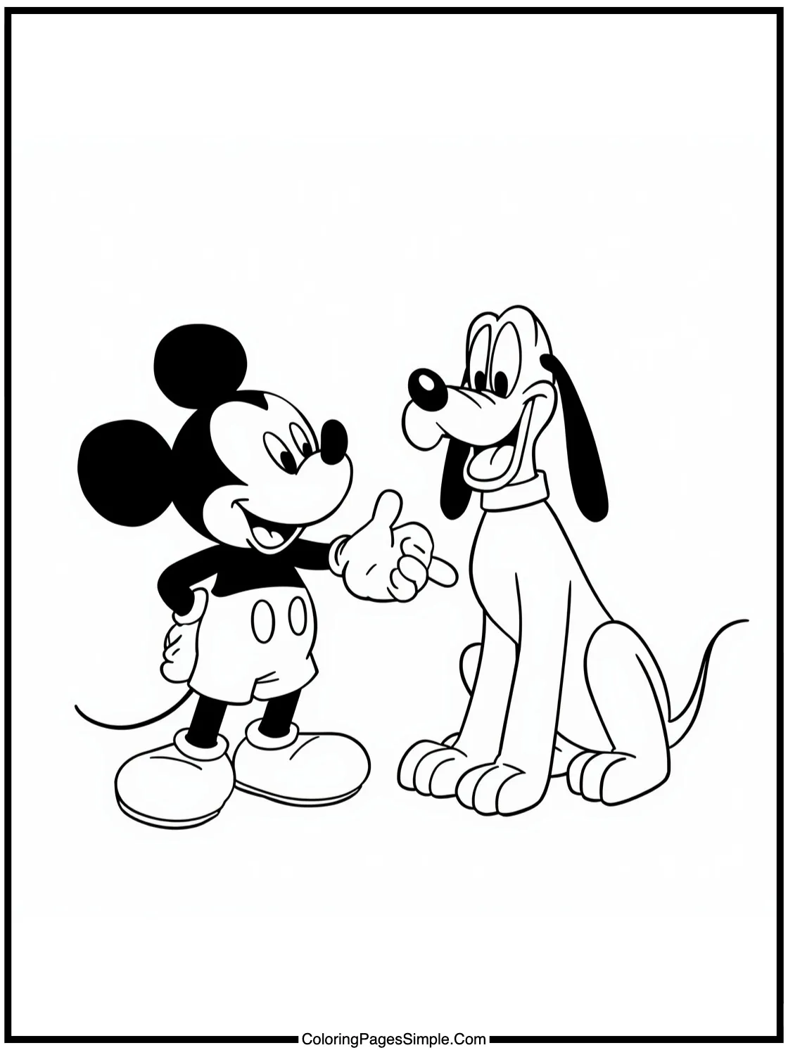 Mickey Mouse Coloring Page playing with Pluto