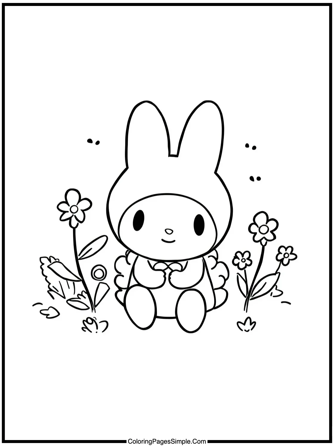 My Melody Coloring Page enjoying nature