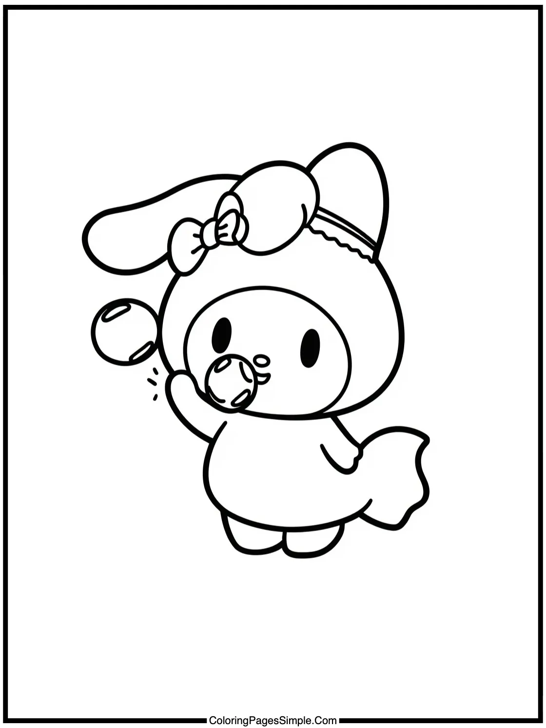My Melody Coloring Page blowing bubbles