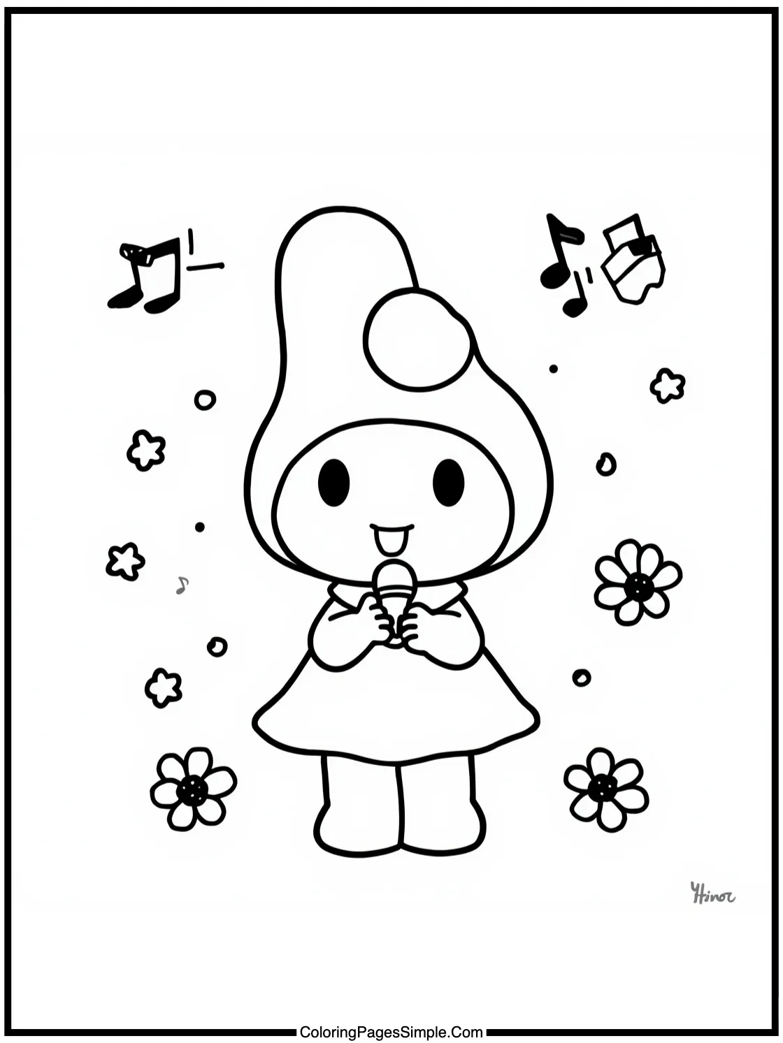 My Melody Coloring Page singing songs