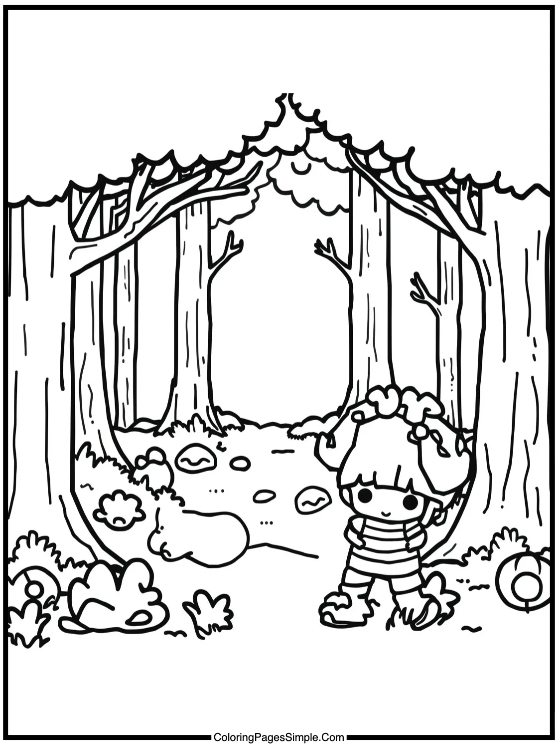 My Melody Coloring Page exploring woods