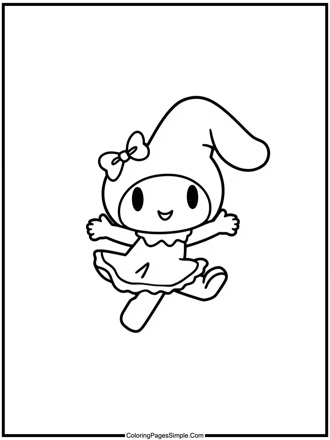 My Melody Coloring Page dancing joyfully