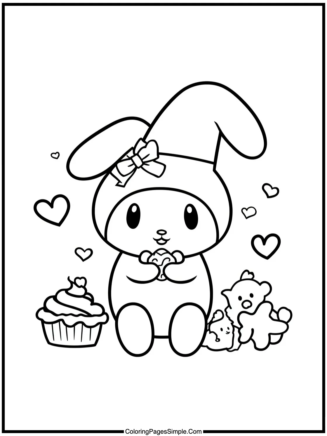 My Melody Coloring Page sharing treats