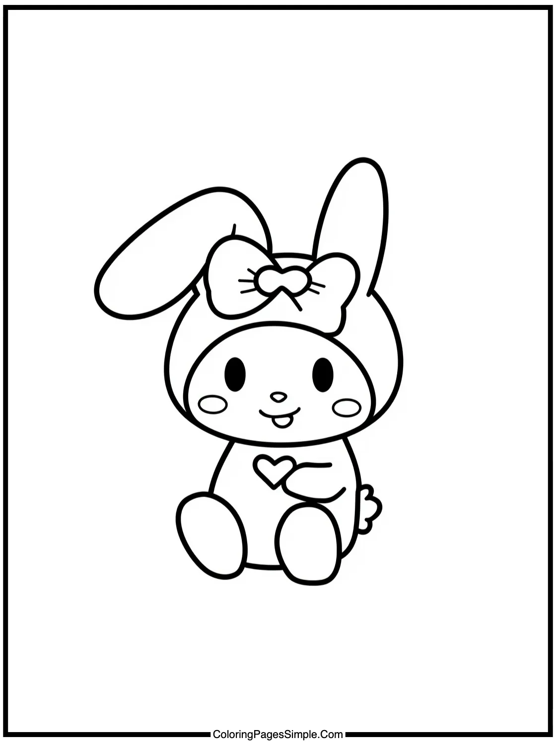 My Melody Coloring Page playing happily