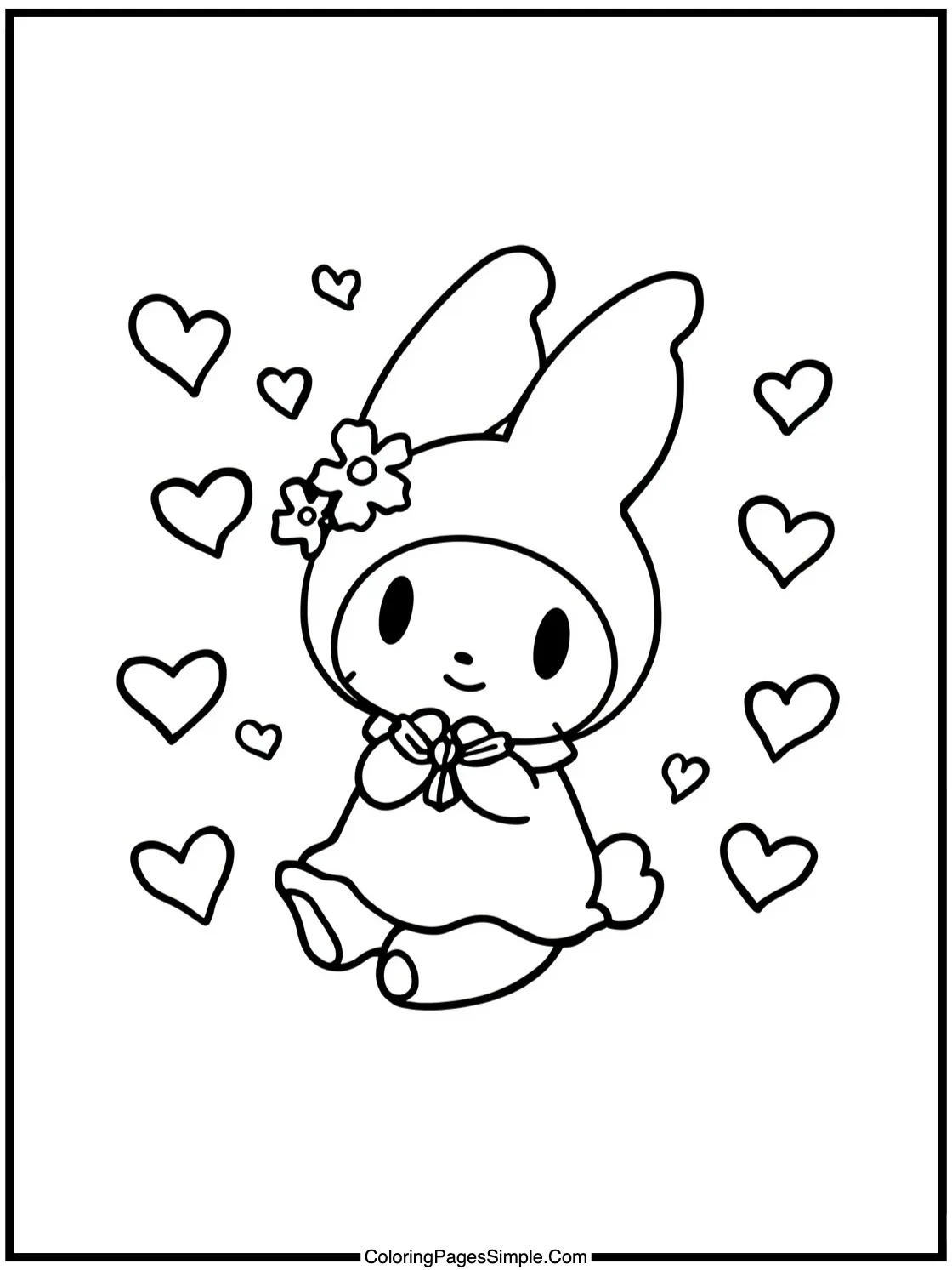 My Melody Coloring Page dreaming sweetly