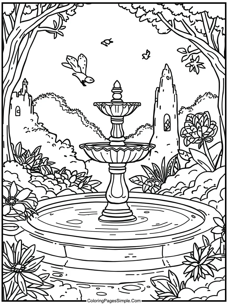  tranquil fountain setting