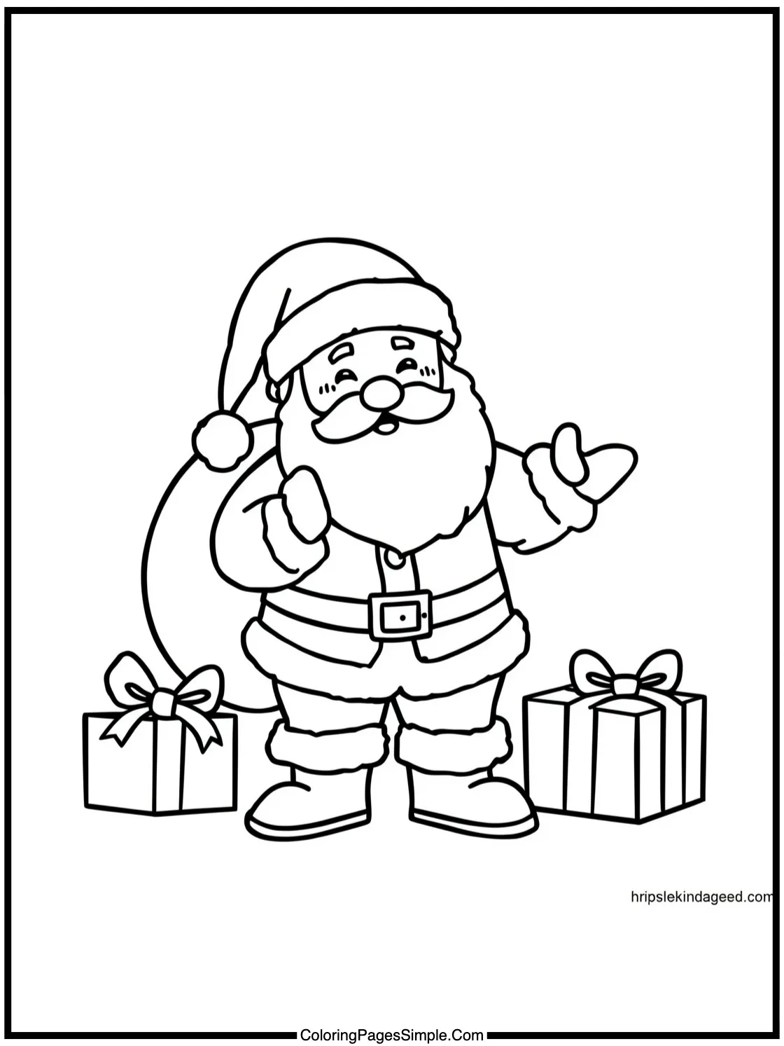 Santa Coloring Page listening to wishes.