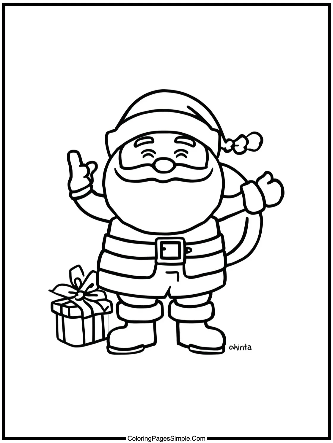 Santa Coloring Page checking his list twice.