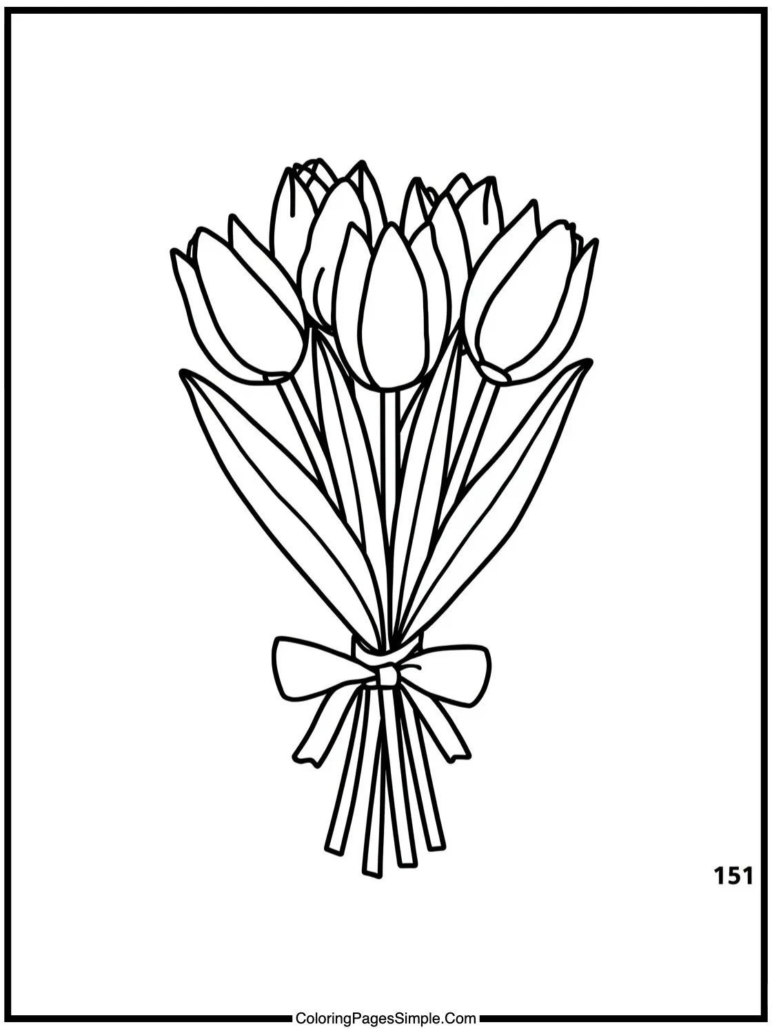 Simple Tulip Bouquet Tied with Ribbon.