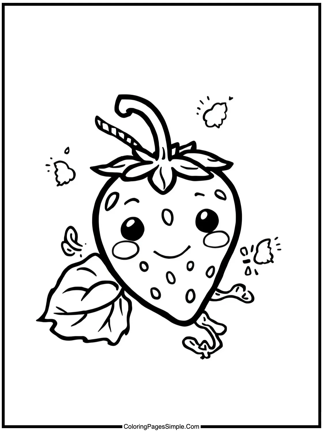 Smiling Strawberry Growing on a Vine.