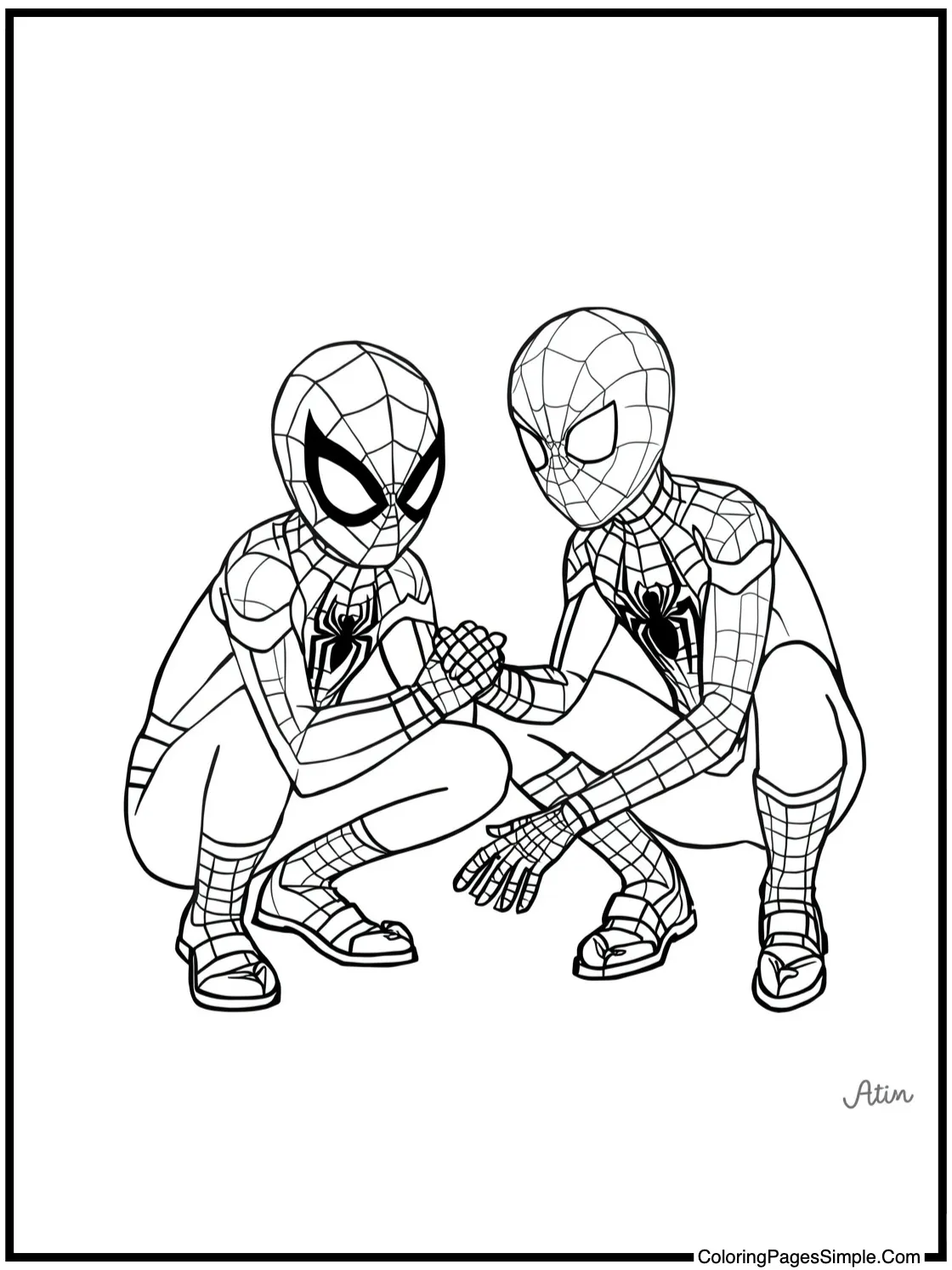 Spider Man Coloring Page helping a friend