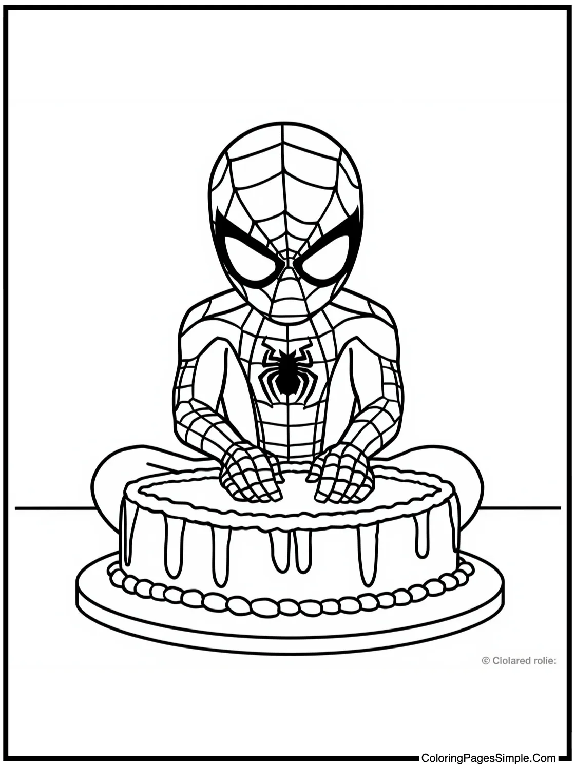 Spider Man Coloring Page baking a cake
