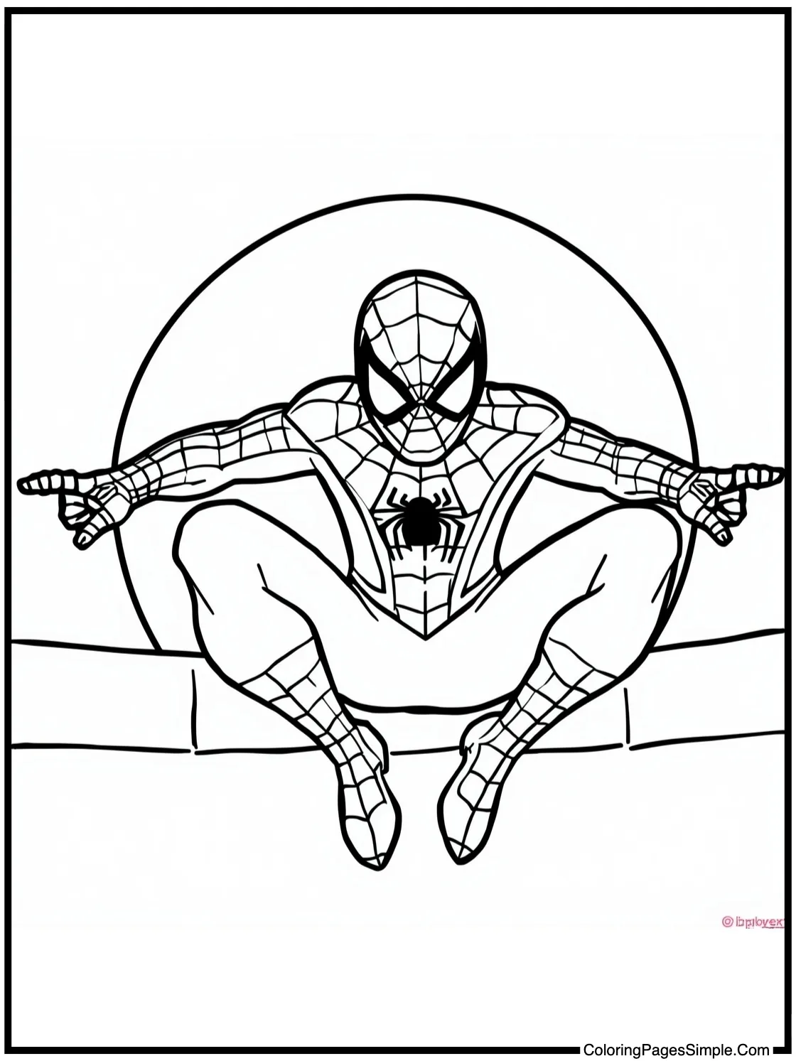 Spider Man Coloring Page watching the sunset