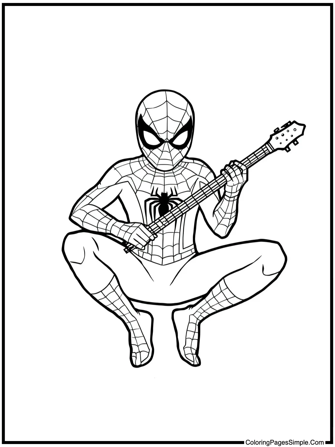 Spider Man Coloring Page listening to music