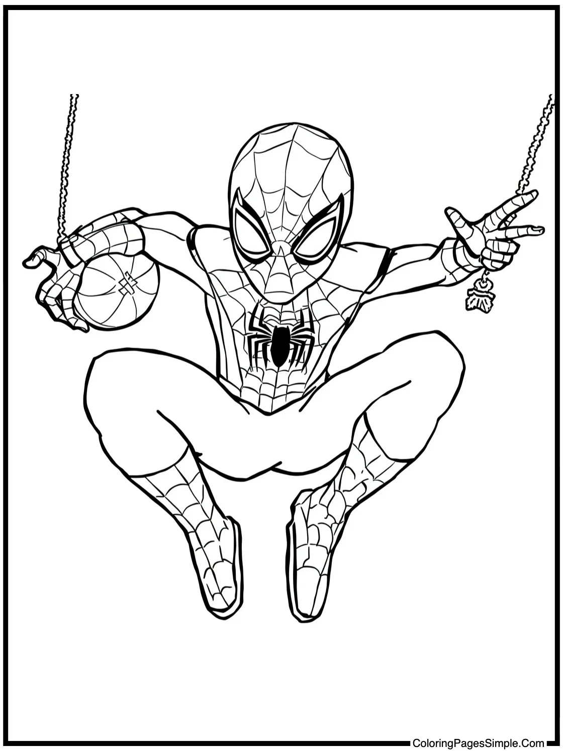 Spider Man Coloring Page practicing a sport