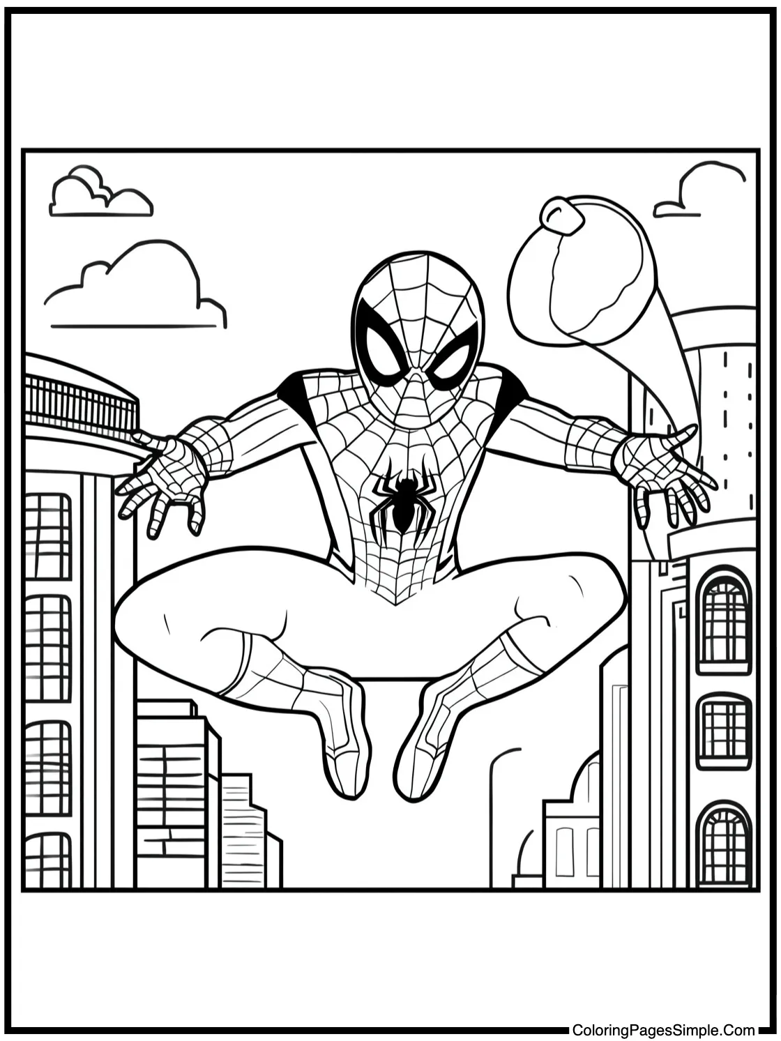 Spider Man Coloring Page exploring new places