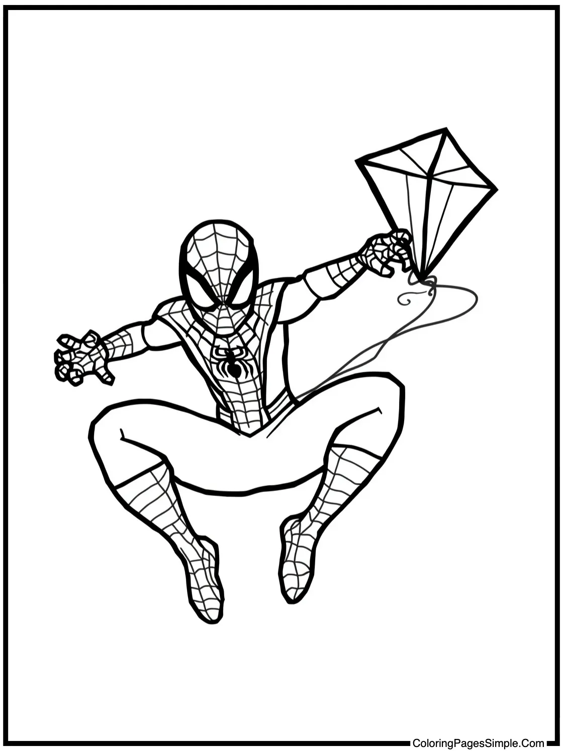 Spider Man Coloring Page flying a kite
