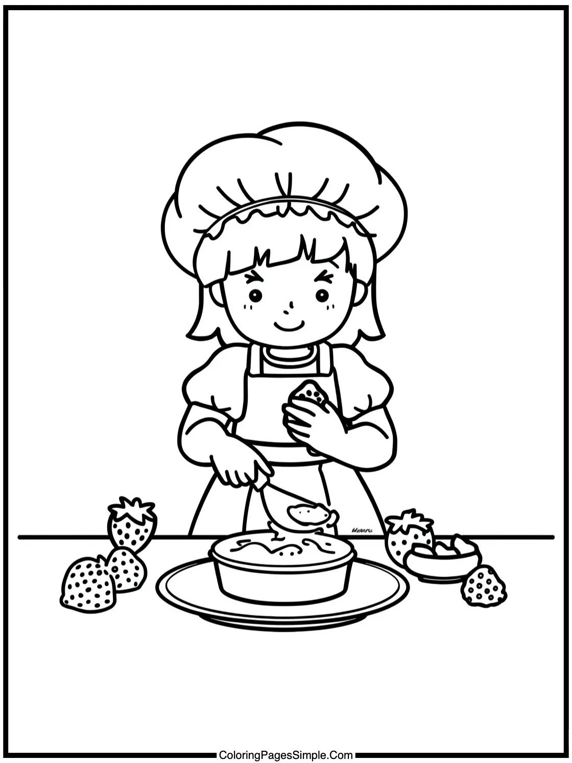 Strawberry Shortcake Coloring Page baking berry treats