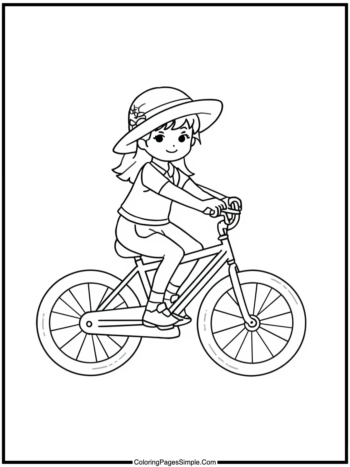 Strawberry Shortcake Coloring Page riding a bicycle