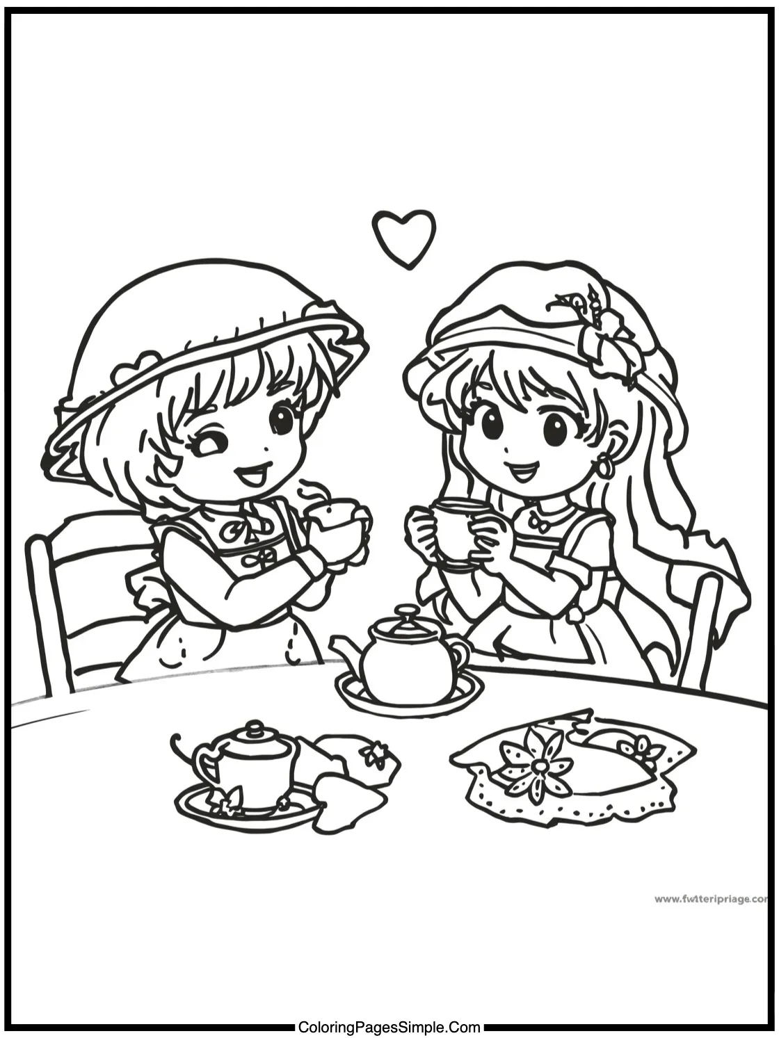 Strawberry Shortcake Coloring Page having a tea party