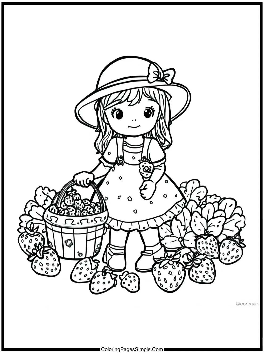 Strawberry Shortcake Coloring Page picking fresh strawberries