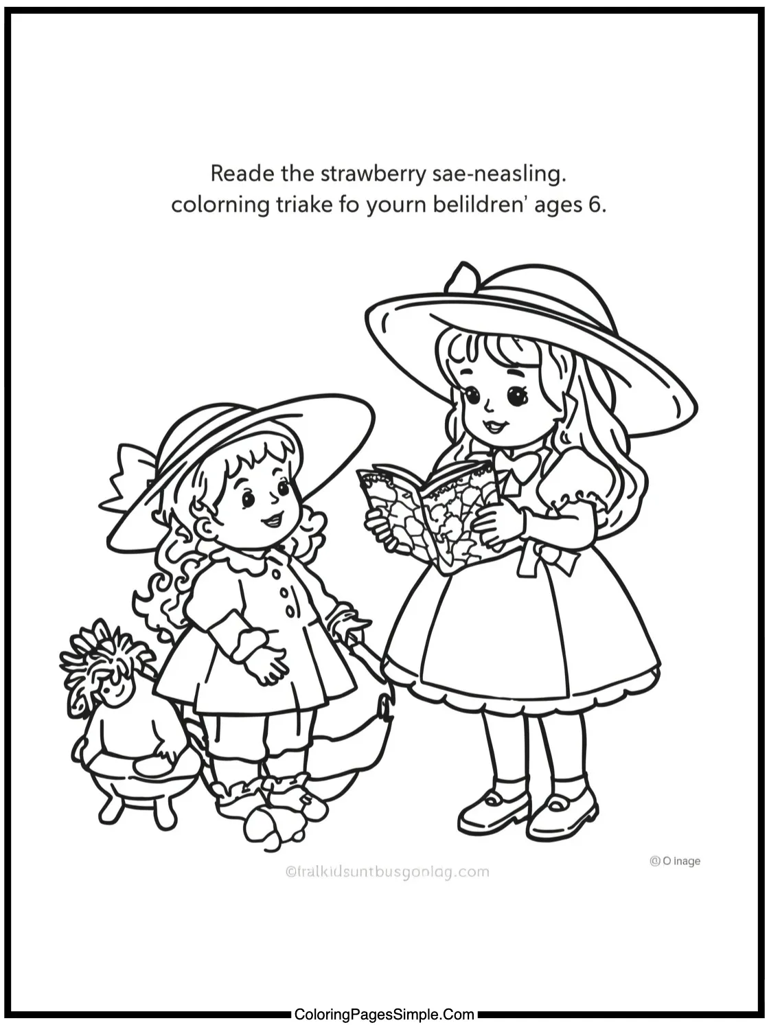 Strawberry Shortcake Coloring Page reading a storybook