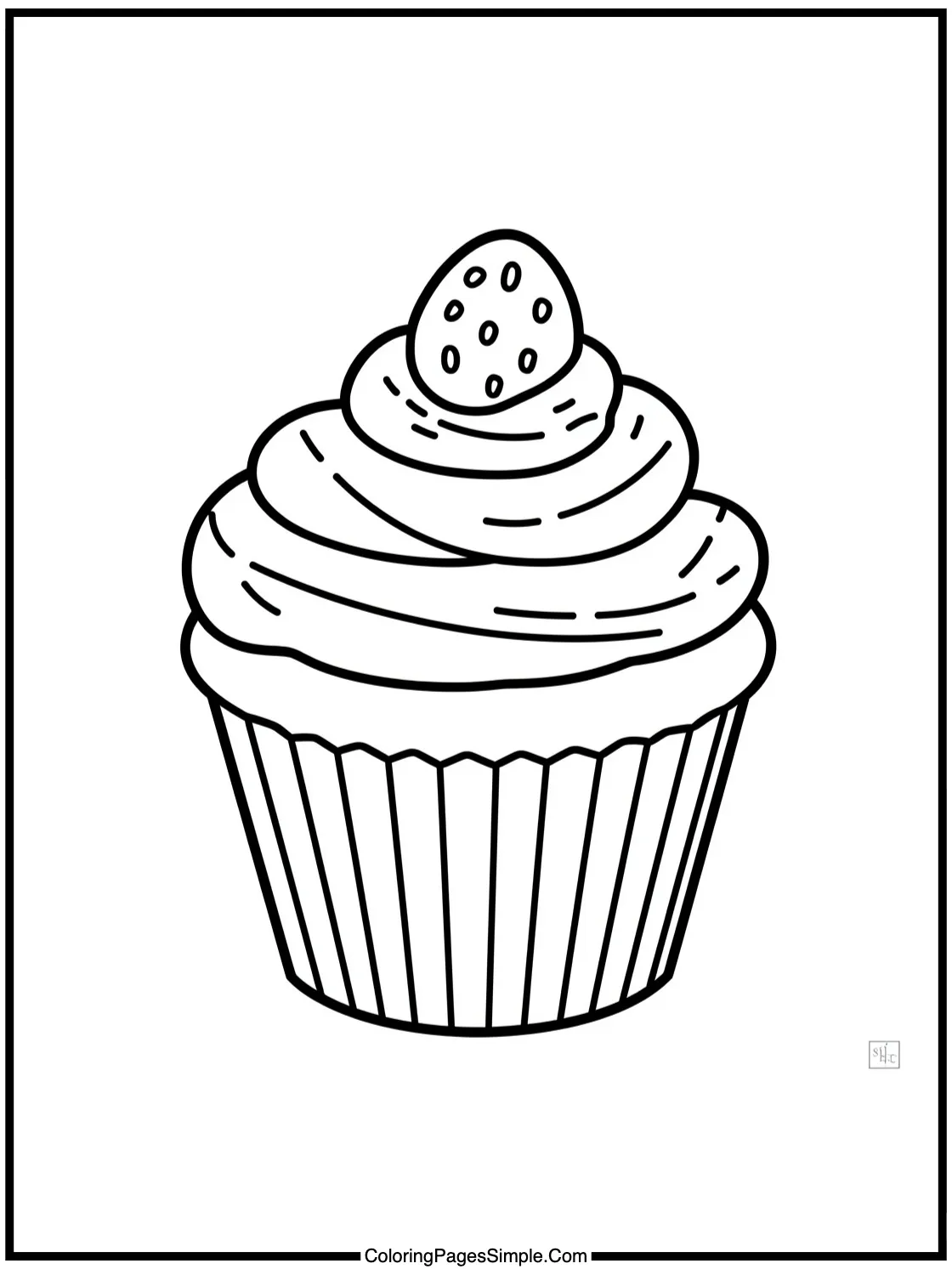 Strawberry Shortcake Coloring Page decorating a cupcake