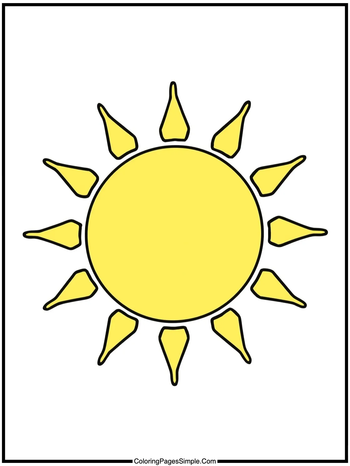 Summer Coloring Page bright yellow sun
