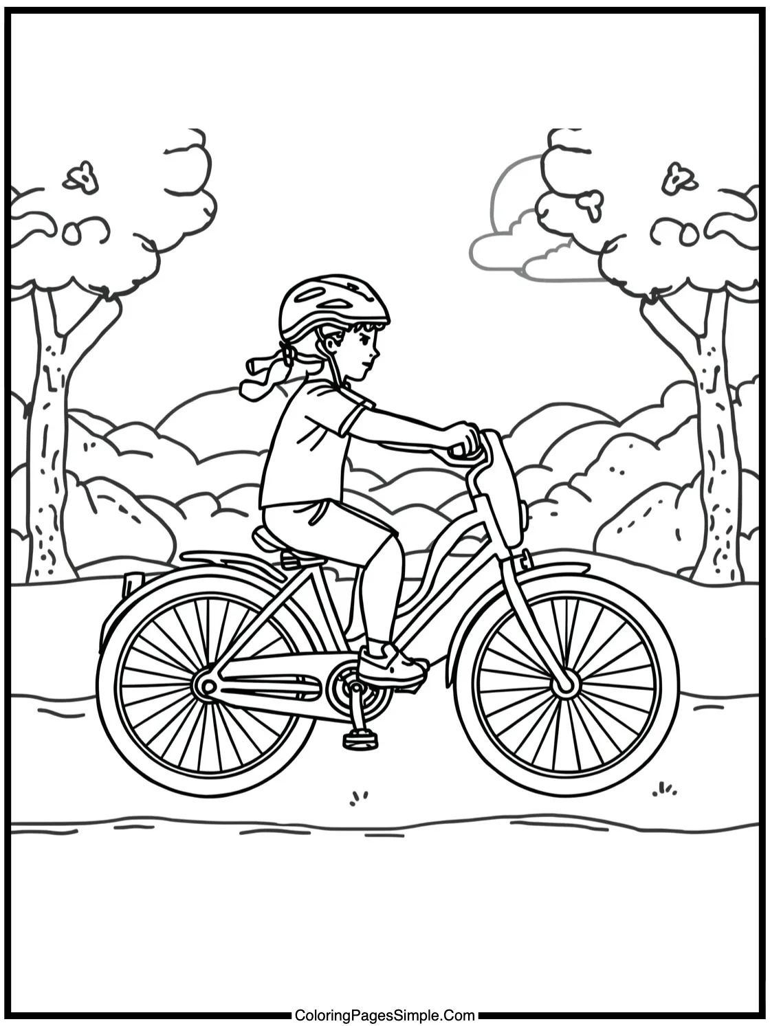 Summer Coloring Page bicycle ride park