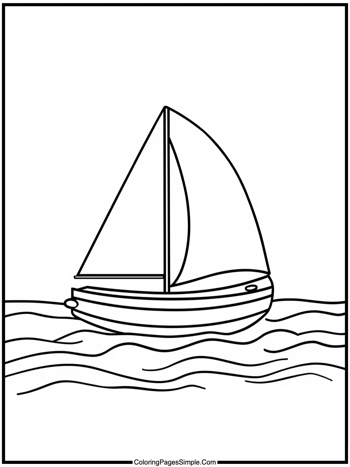 Summer Coloring Page sailboat on ocean