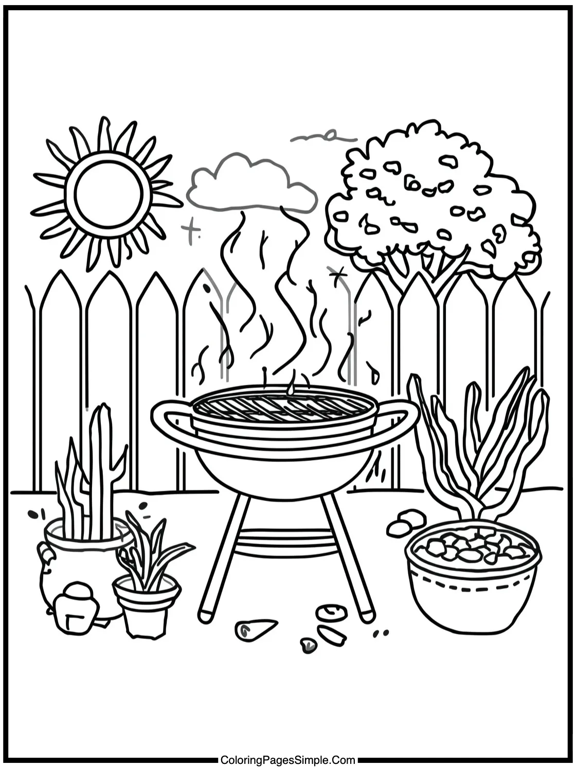 Summer Coloring Page backyard barbecue party