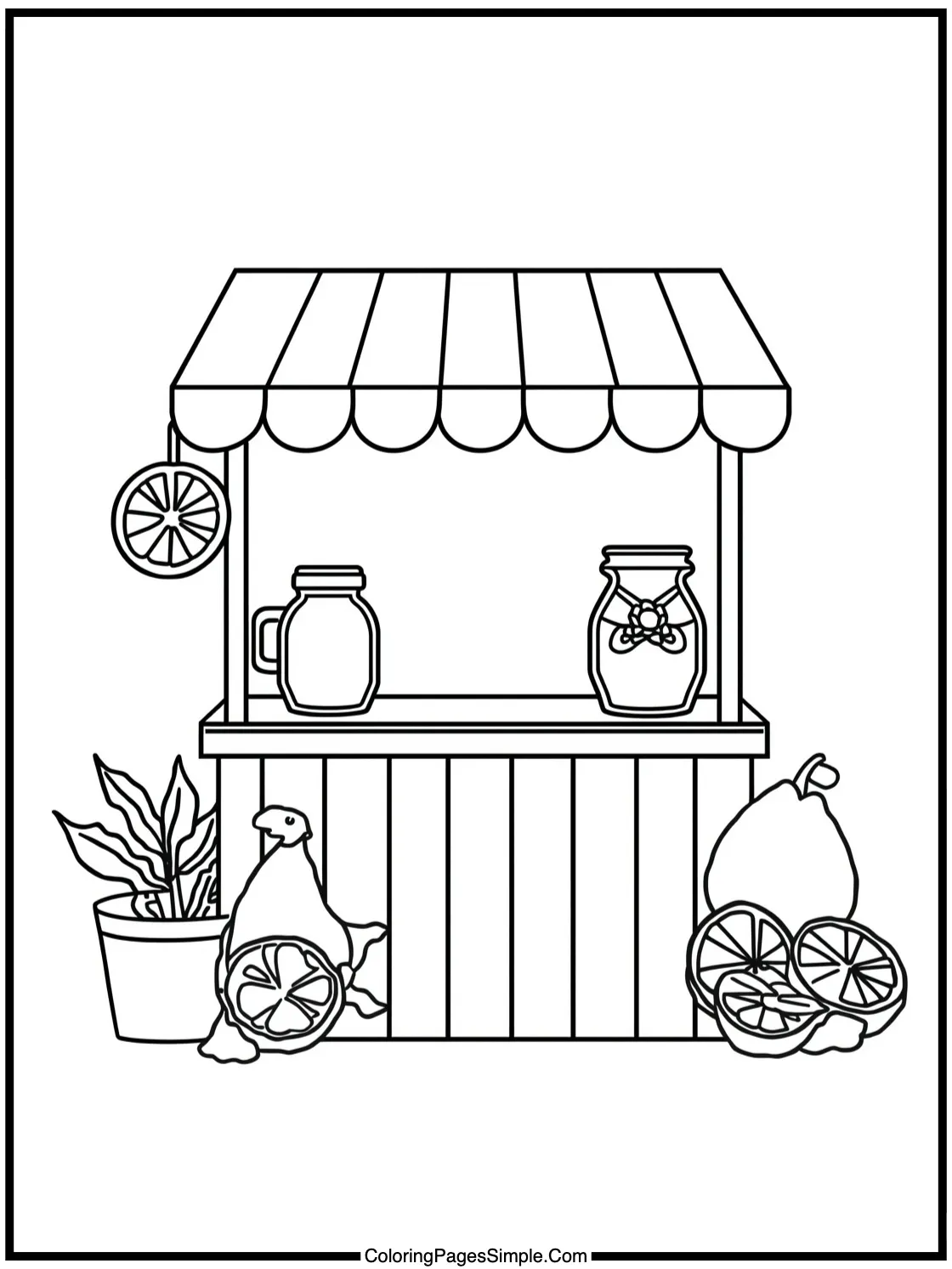 Summer Coloring Page refreshing lemonade stand