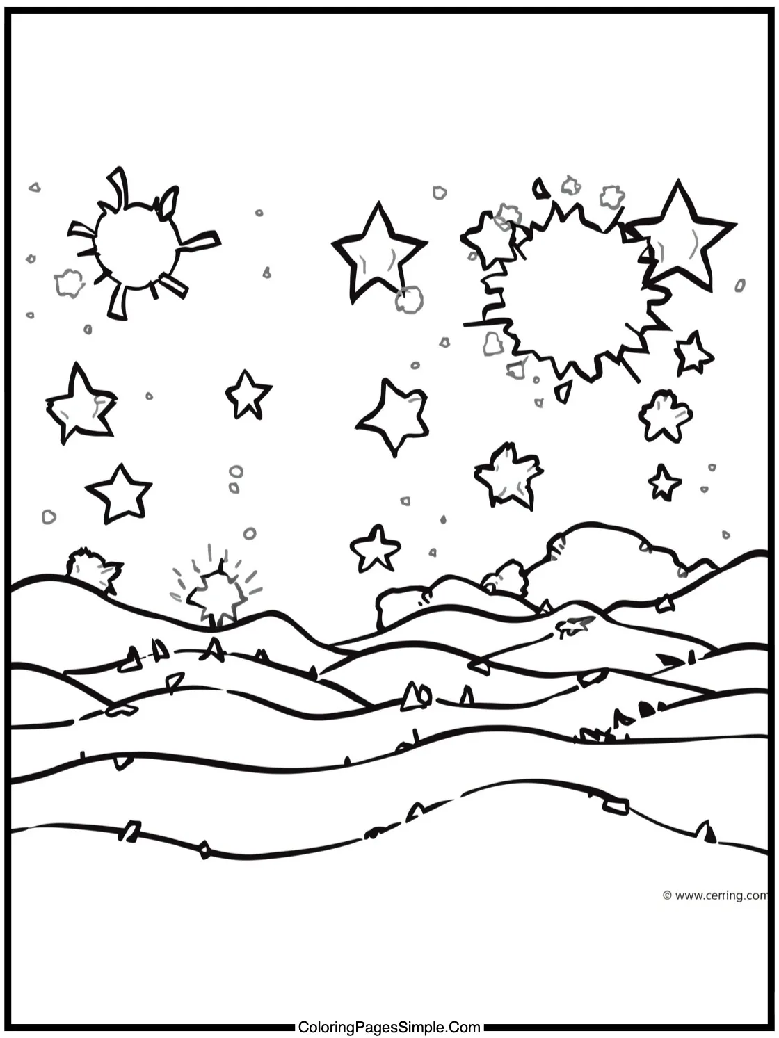 Summer Coloring Page starry summer night