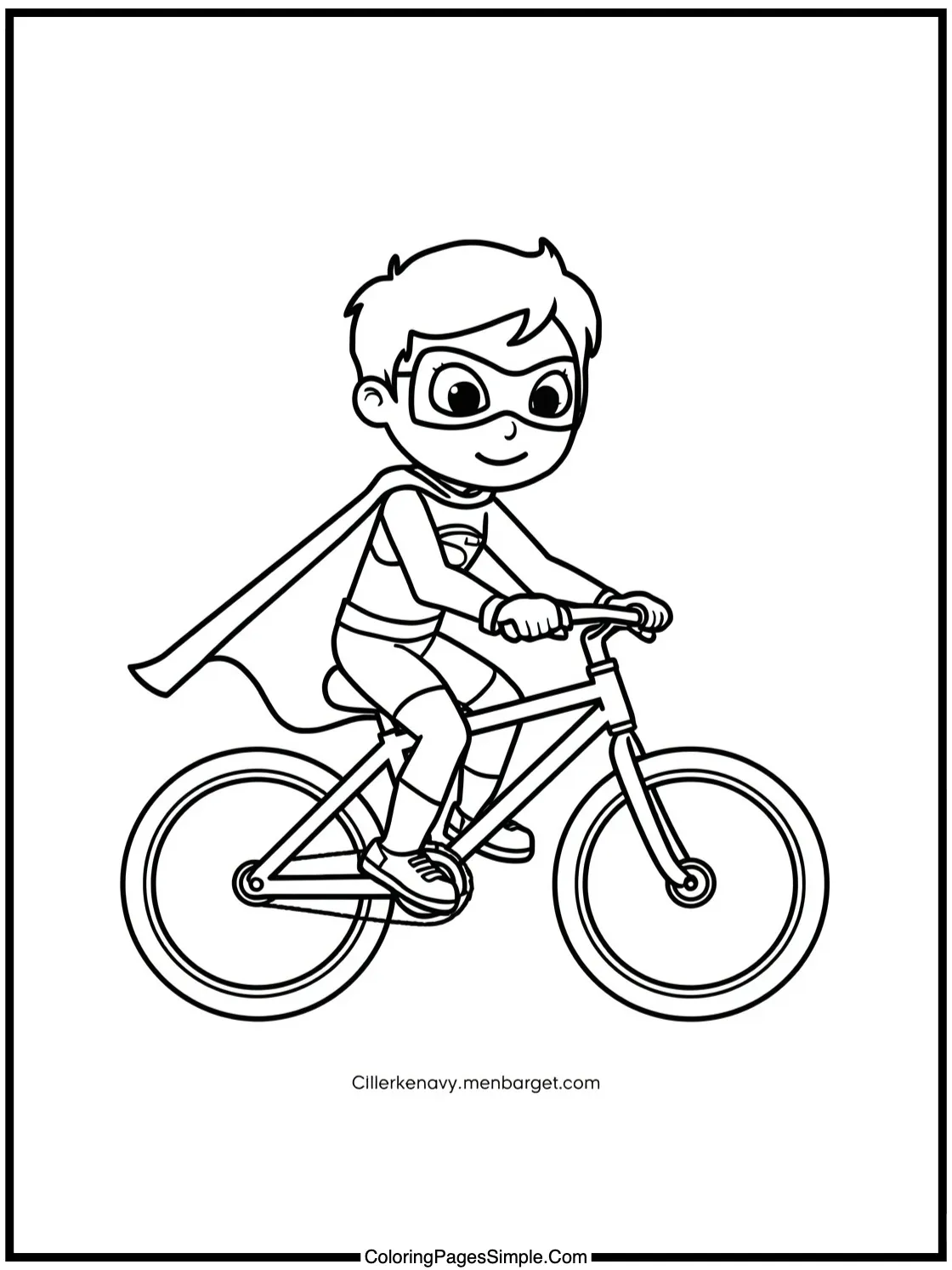 Superhero Coloring Page riding a bicycle